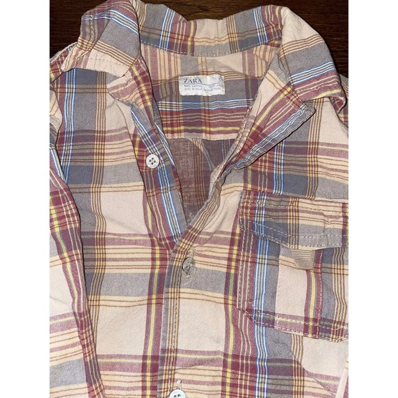 Zara plaid button down shirt boys size 3T - Picture 3 of 4
